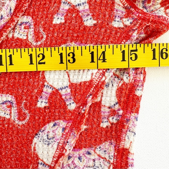 Intimately Free People Home All Day Elephant Thermal Pajama Top Small Orange - Picture 6 of 7